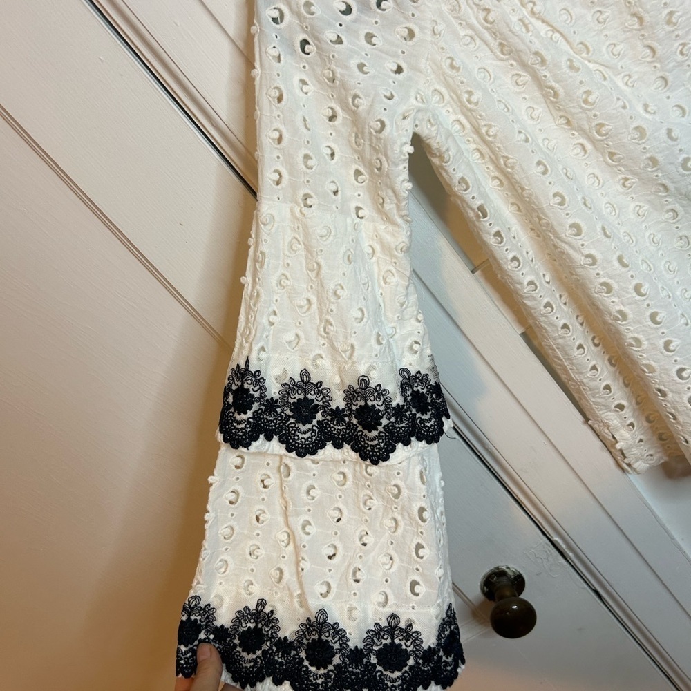Bailey44 White Eyelet Off Shoulder Phlox Bell Sleeve Blouse - Picture 7 of 7